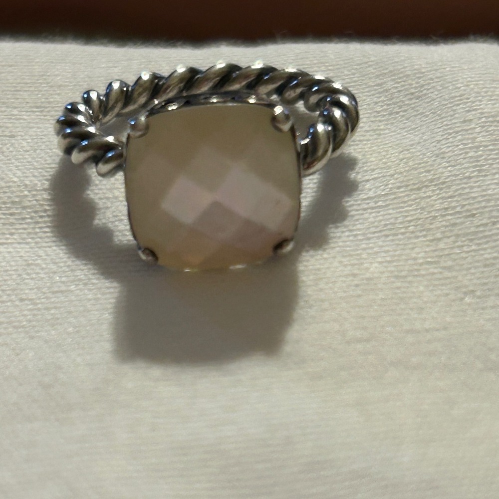 Sincerity Retired Pandora 925 Rope Band Mother of Pearl Crown Ring Size 54 US 7